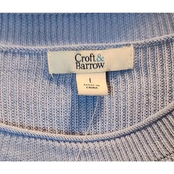 New Croft & Barrow Women's Size L Blue Knit Pullover Sweater Scoop Neck - Picture 9 of 9